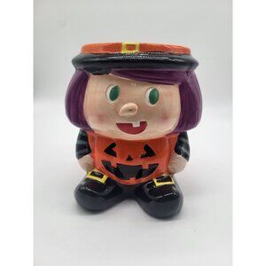 Publix Supermarket Halloween Witch Cauldron Candy Bowl Planter Ceramic Decor
